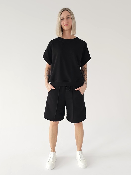 komplety damskie Komplet oversize bezrękawnik i spodenki wide leg