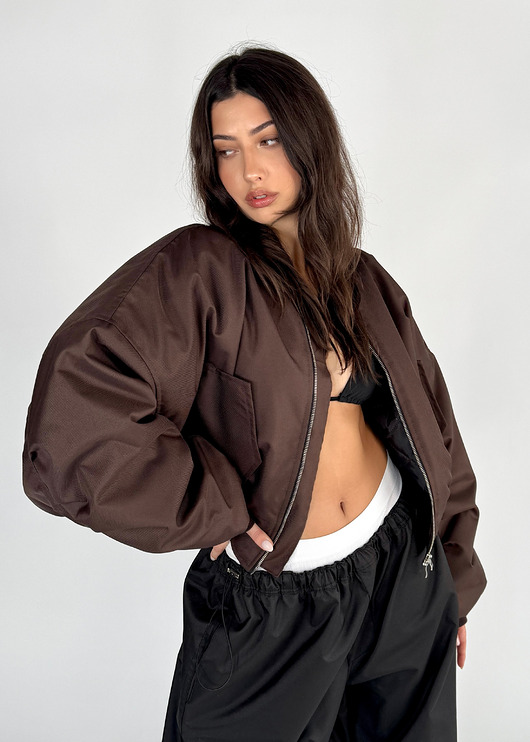 kurtki damskie Krótka kurtka typu bomber praline