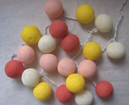 Lampki Cotton Balls Light Soczysta Pomarańcza  qule