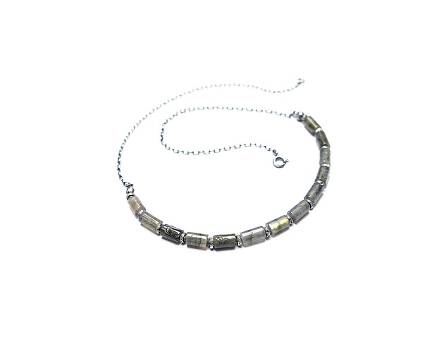 korale Labradorytowe walce - naszyjnik