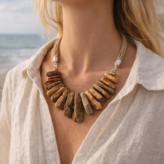 korale Naszyjnik bursztynowy SUROWY - na zamowienie