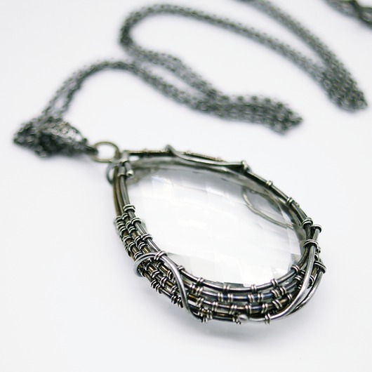 wisiory Kwarc wisiorek wire wrapping  "Alaire"