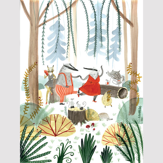 Leśne tańce - ilustracja oryginalna A3 Czary Malary