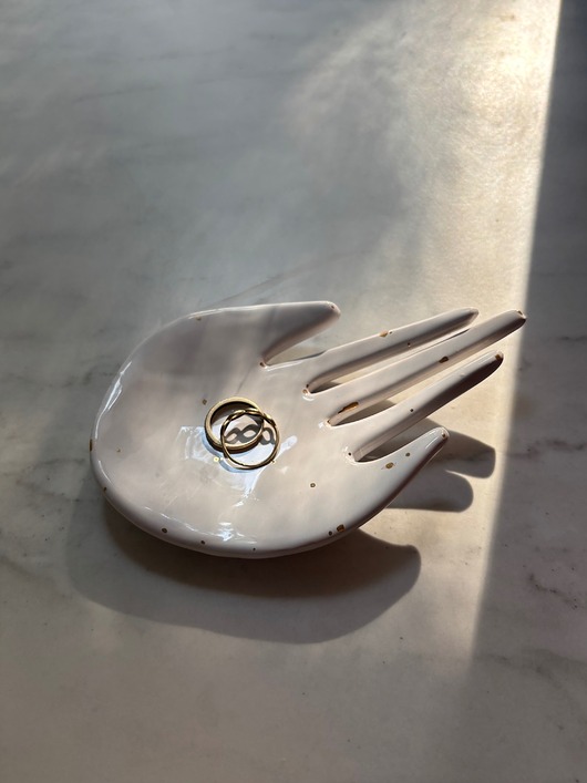 pojemniki na biżuterię Ceramiczna Łapka Handmade Talerzyk na Biżuterię Złote Ciapki