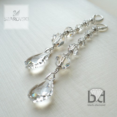 b. długie - Ślubne kryształ Swarovski Black Diamond