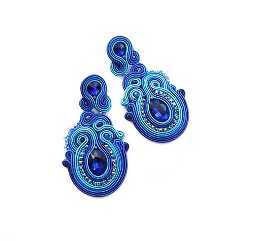 Pacific blue -piękne kolczyki sutasz Mró Soutache