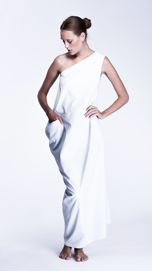 sukienki midi damskie One shoulder assymetry