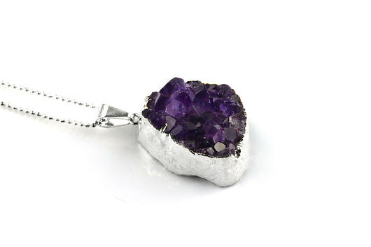 Colare Szczotka Ametystu srebro Brazi Druse Jewelry