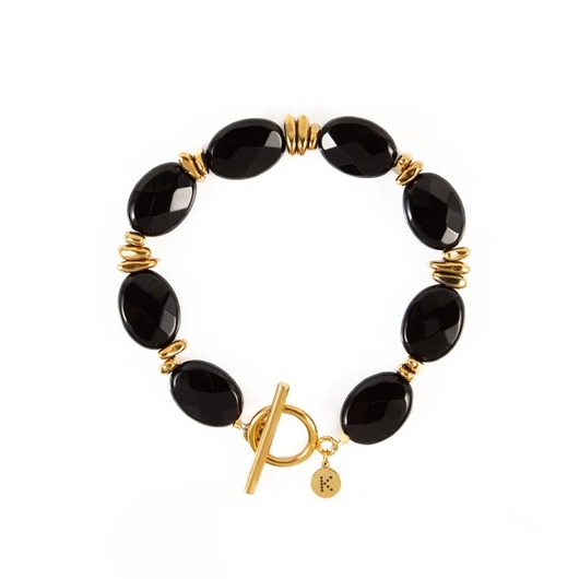 bransoletki z kamieni naturalnych Elegancka bransoletka z owalnych Onyksów