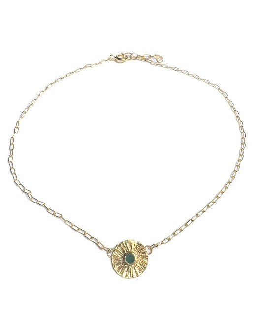 złote naszyjniki Naszyjnik z awenturynem i motywem słońca