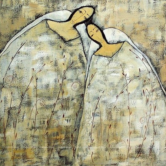 ANIOŁY  OCHRA & BIELE cobalt