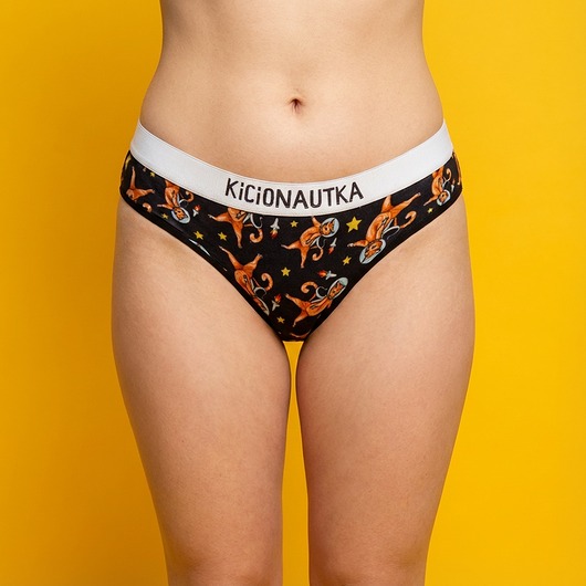 majtki damskie Kicionautka - stringi z bawełny organicznej - kotki