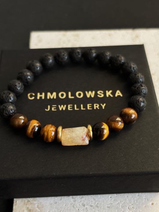 biżuteria męska Bransoletka męska Tygrysie Oko i Cytryn