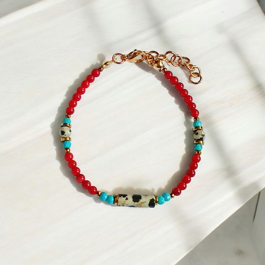 bransoletki z kamieni naturalnych Bransoletka : INDIA : koral, magnezyt, jaspis, hematyt