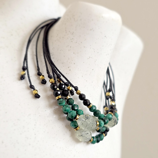 bransoletki z kamieni naturalnych Prehnit, malachit, czarny turmalin, hematyt bransoletka