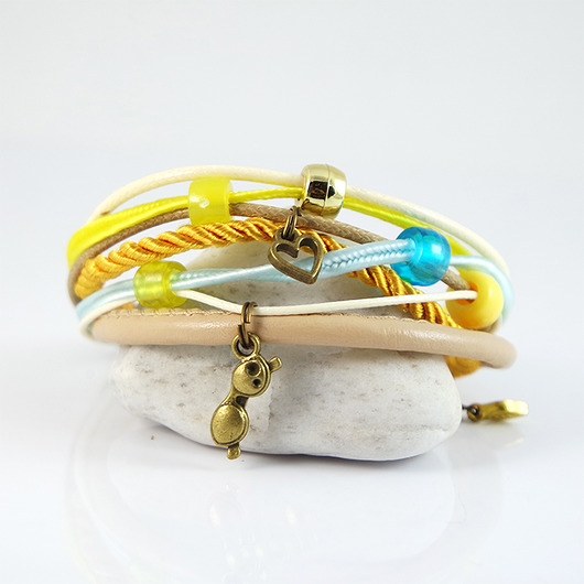 bransoletki na sznurku Bransoletka - Słońce - rzemienie, okulary