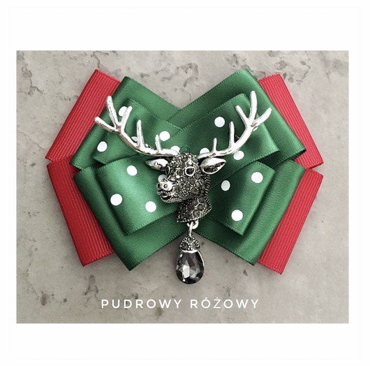 broszki Brosza z Reniferem, kryształem i cyrkoniami New