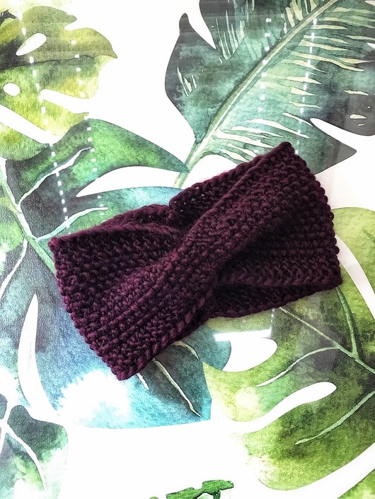 Fioletowa opaska z merynosa Purple Twist Holy Alpaca Knit