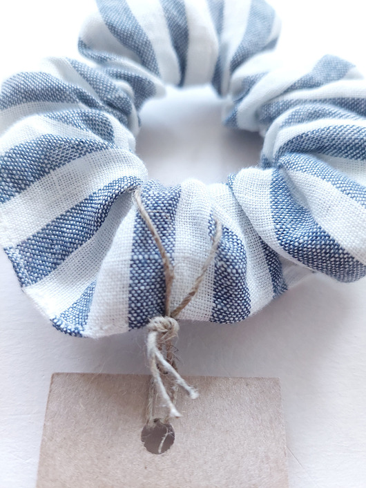 gumki do włosów 100% len, gumka do włosów, indygo paski