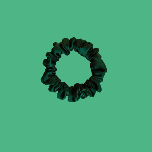gumki do włosów Gumka jedwabna, scrunchie, gumka satynowa butelkowa zieleń MINI