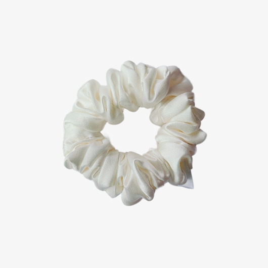 gumki do włosów Gumka jedwabna, scrunchie, frotka biały lotos MIDI