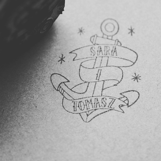 Drewniany stempel pieczątka kotwica La Dolce Design