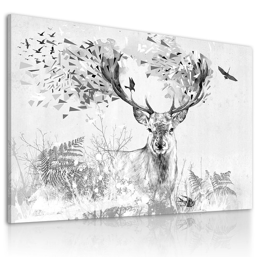 OBRAZ NA PŁÓTNIE 120x80cm JELEŃ W SZAROŚCIACH LUdesign gallery