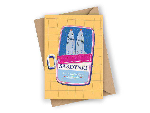 kartki okolicznościowe - wydruki Kartka ślubna- Sardynki ślubne
