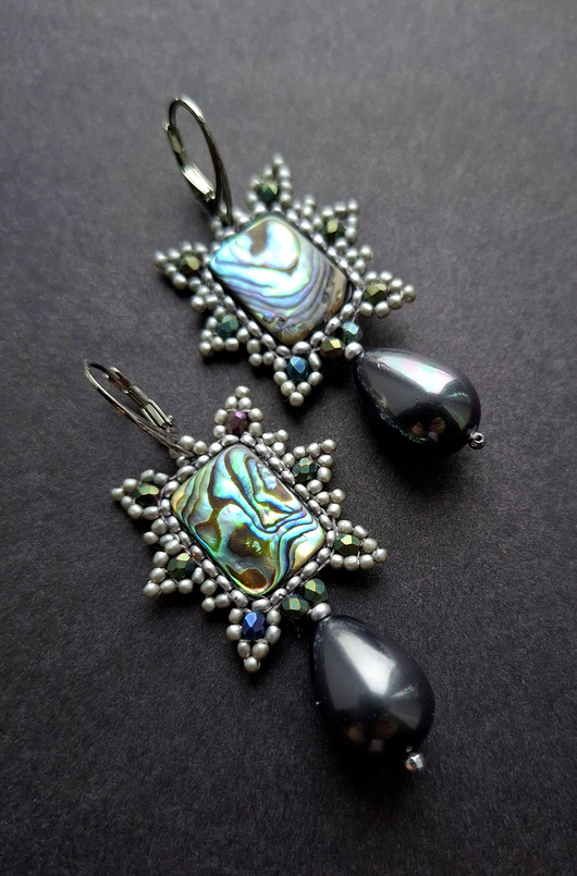 kolczyki z kamieniami Kolczyki zdobne muszle no1