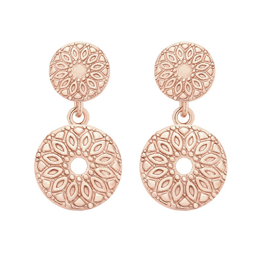 kolczyki pozłacane Kolczyki z różowego złota z medalionami