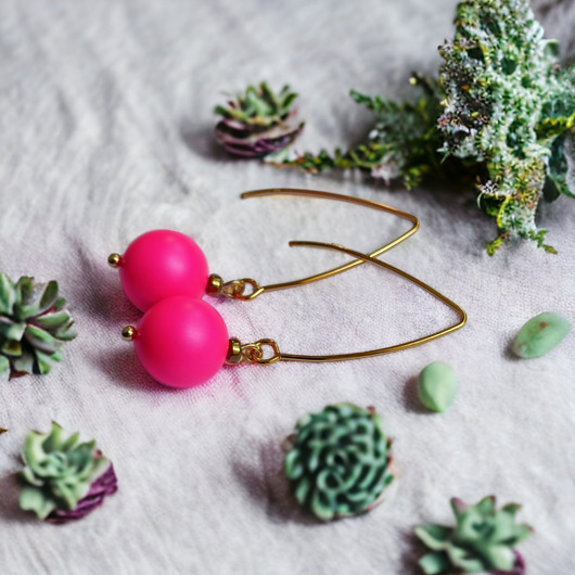 kolczyki swarovski Swarovski neon pearls : neon pink