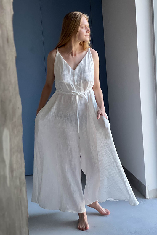 kombinezony damskie Kombinezon oversize lniany muslin
