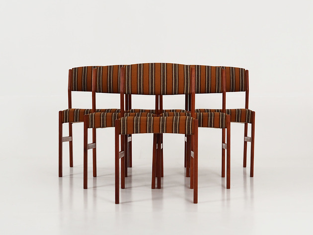 krzesła Komplet sześciu krzeseł tekowych, duński design, lata 70, produkcja: Dania