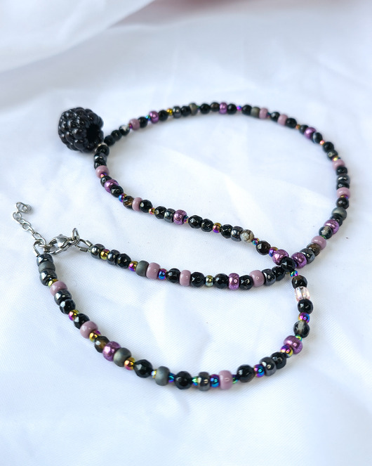 chokery Naszyjnik z koralikami Jeżyna