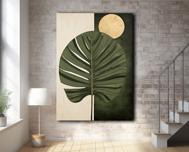obrazy Geometryczna monstera - Obraz na płótnie - Druk, Blejtrama - Loft #80