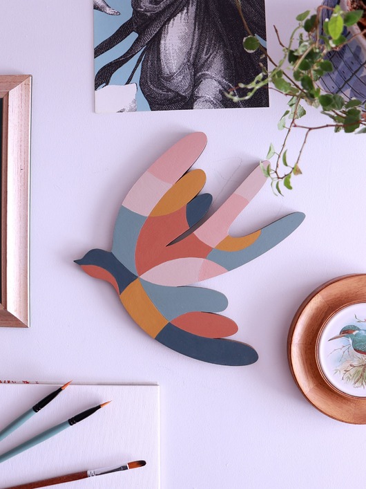 Ozdoby na ścianę Jaskółka drewniany dekor