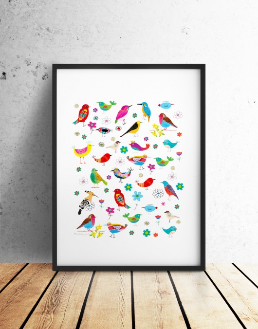 PTAKI Ilustrowany plakat, ilustracja 48x68 71 Prints