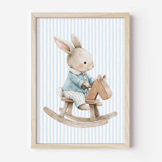 obrazy i plakaty do pokoju dziecięcego Plakat Na Ścianę Dla Chłopca Niebieskie króliczki nr. 3