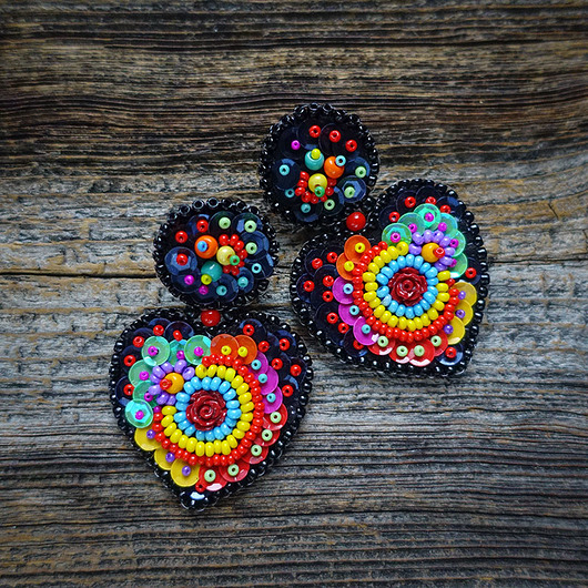 kolczyki soutache Kolekcja Frida - kolczyki kolorowe serca
