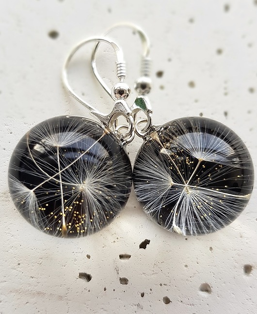 Kolczyki srebrne z nasionami dmuchawca Grol Jewellery