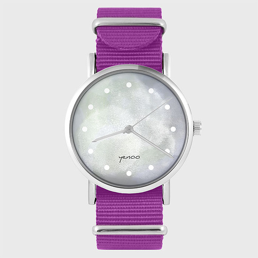 zegarki damskie Zegarek - Szary - amarant, nylonowy