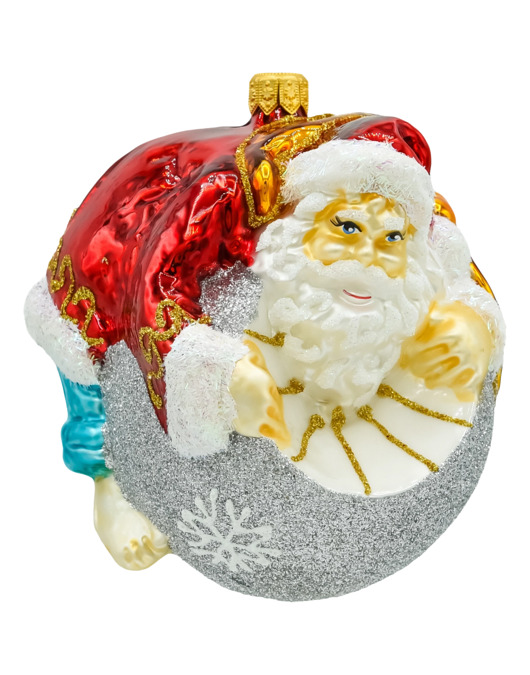 ozdoby choinkowe Bombka choinkowa: Święty Mikołaj na bombce: srebrny