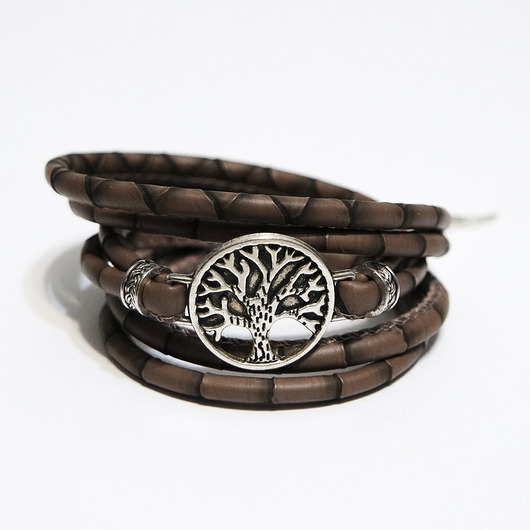 bransoletki - inne Bransoletka - Drzewo - rzemienie, owijana