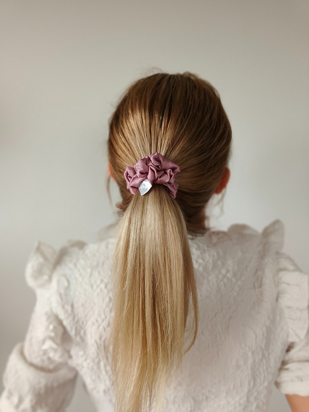 gumki do włosów Satynowa gumka satynowa scrunchie owijka frotka brudny róż MINI