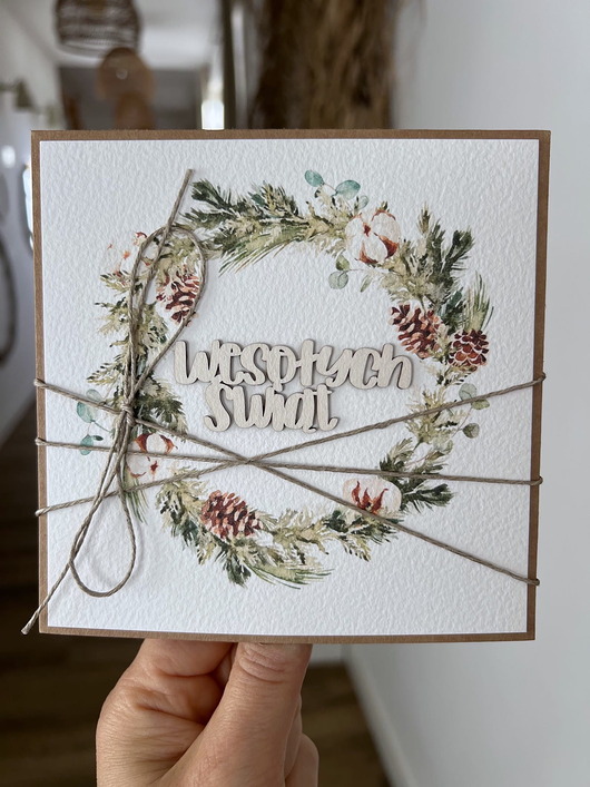 kartki świąteczne Kartka świąteczna ręcznie robiona na Boże Narodzenie Wesołych Świąt
