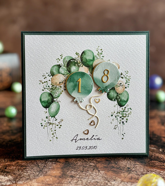 kartki scrapbooking Pamiątka na 18 urodziny - prezent z kopertą na voucher, BH 37