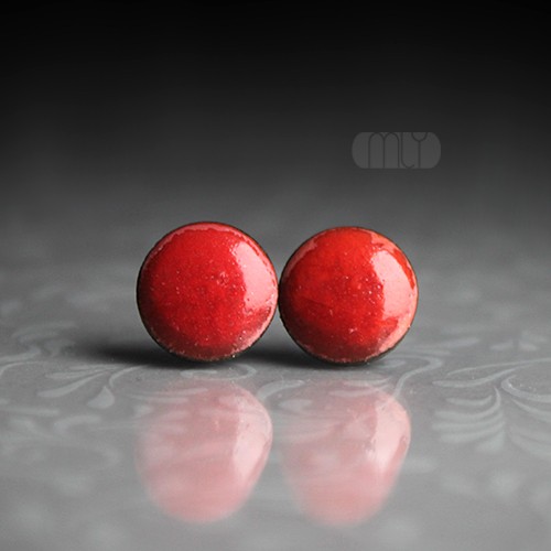 kolczyki ceramiczne Pomidorki 14mm/stal chirurgiczna/