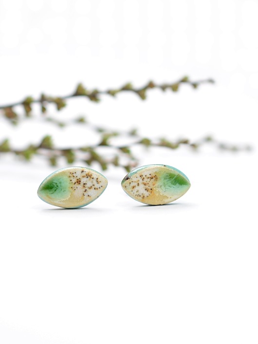 kolczyki ceramiczne W kolorach natury - ceramiczne  kolczyki sztyfty