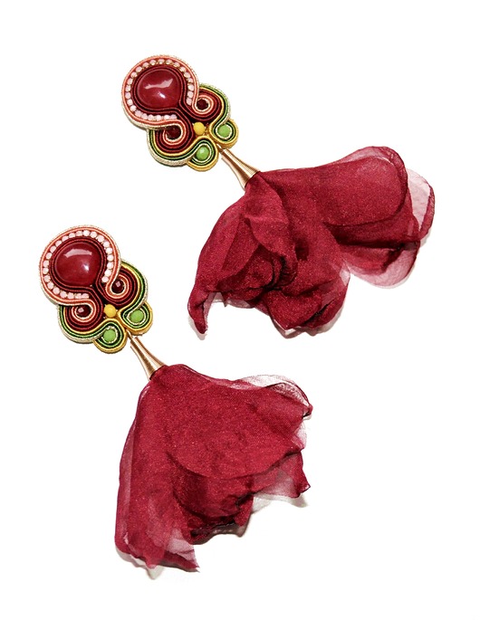 kolczyki soutache Sutaszowe kolczyki BORDEAUX