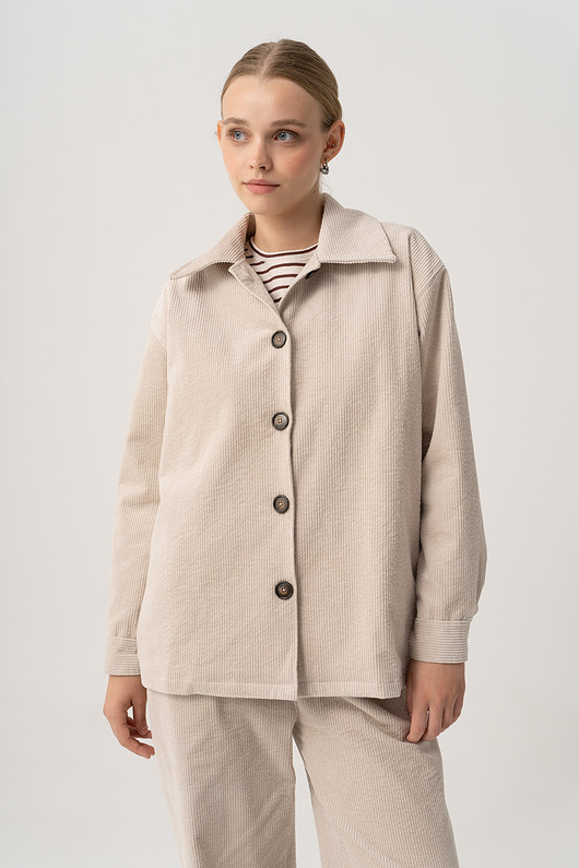kurtki damskie Kurtka BUTTON Crema